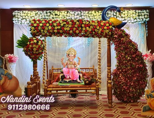 Artificial Flower Decoration for Ganpati at Home